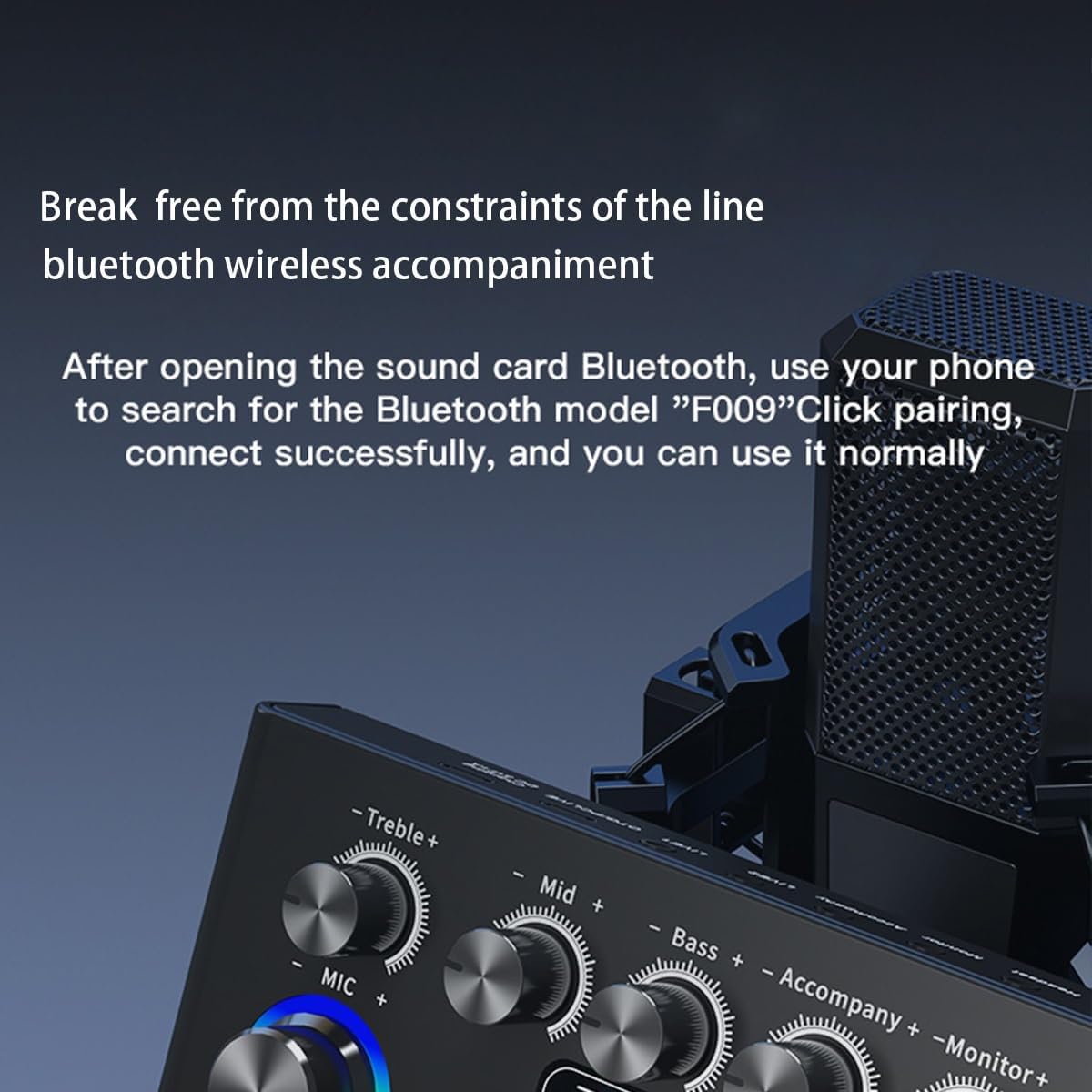 Music Studio Equipment for 2, Podcast Equipment Bundle with Condenser Microphone, One Click Intelligent Noise Reduction, High Medium and Low Tone Adjustment, for Recording, Singing and Gaming(Gold)