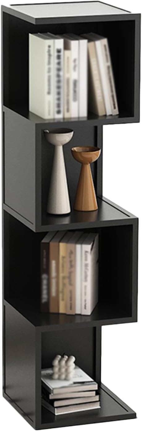 Corner Bookshelf,2-4 Floors Open Shelf Bookcase,Iron Corner Shelf,for Living Room,Bedroom,Convenient for Storing Books and Small Items(White,13.77x13.77x39.76in) (Black 13.77x13.77x52.75in)