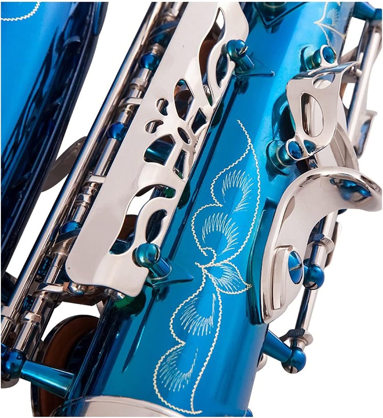 Sax Beginners Kit Blue Silver EB Alto Saxophone Brass Lacquered E Flat Sax 802 Key Type Woodwind Instrument Wind Instrument