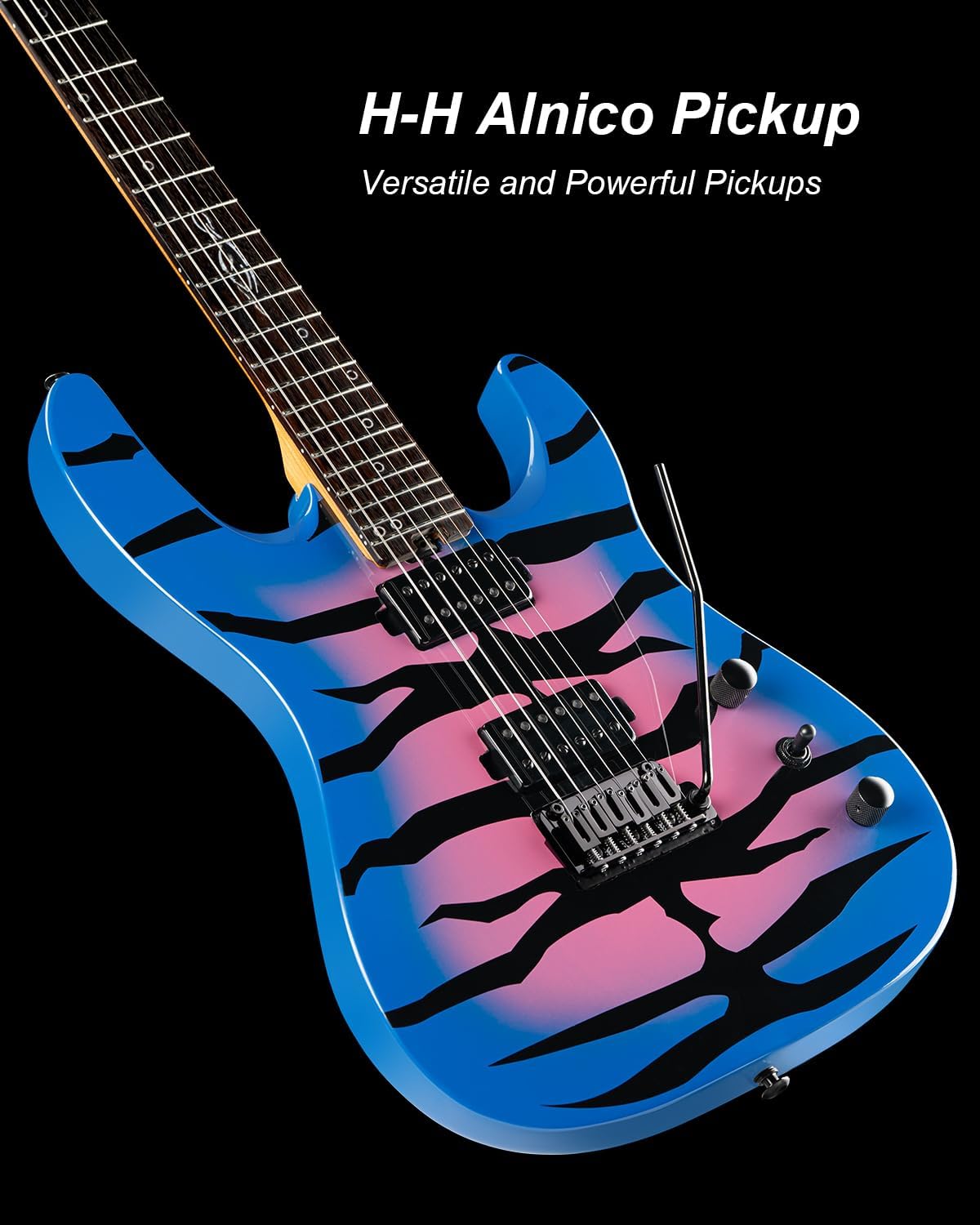 WestCreek Aetheris Solid Body Electric Guitar Roasted Maple Neck, Stainless Steel Frets, Bone Nut 24 Frets（Blue）