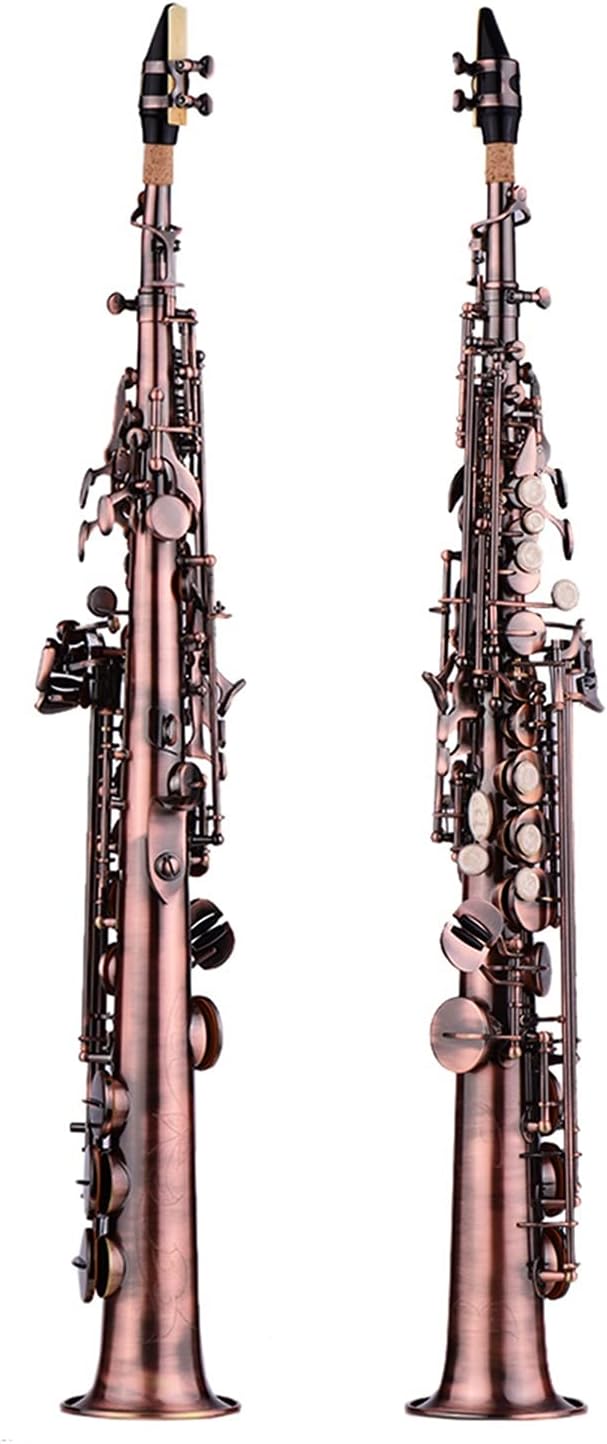 Sax Beginners Kit Straight Bb Saxophone Saxophone Sax Woodwind Instrument Carve Pattern with Case Gloves Cloth Straps Brush Wind Instrument