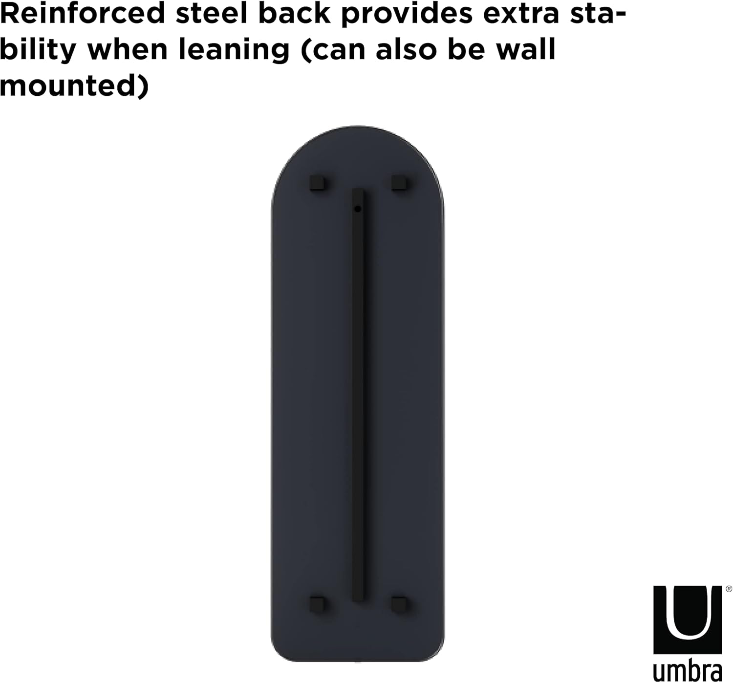 Umbra Hubba Arched Floor Length Mirror with Metallic Frame, Leaning or Wall-Mount, Modern Style for Bedroom, Bathroom, Entryway and More, 62 x 20-Inch, Titanium