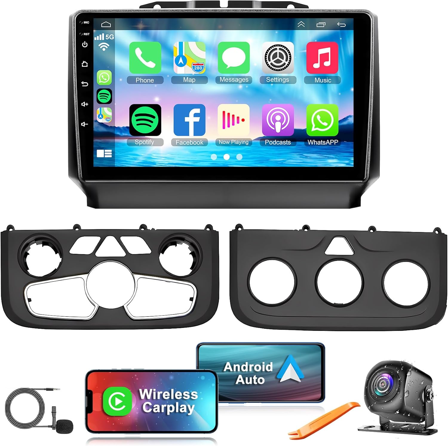 4G+64G Android 13 Car Radio for Dodge RAM 1500/2500/3500 2013-2018(Manual and Auto AC), 9 Inch IPS Touch Screen Car Stereo with Wireless Carplay&Android Auto,GPS, WiFi, Bluetooth,FM,DSP