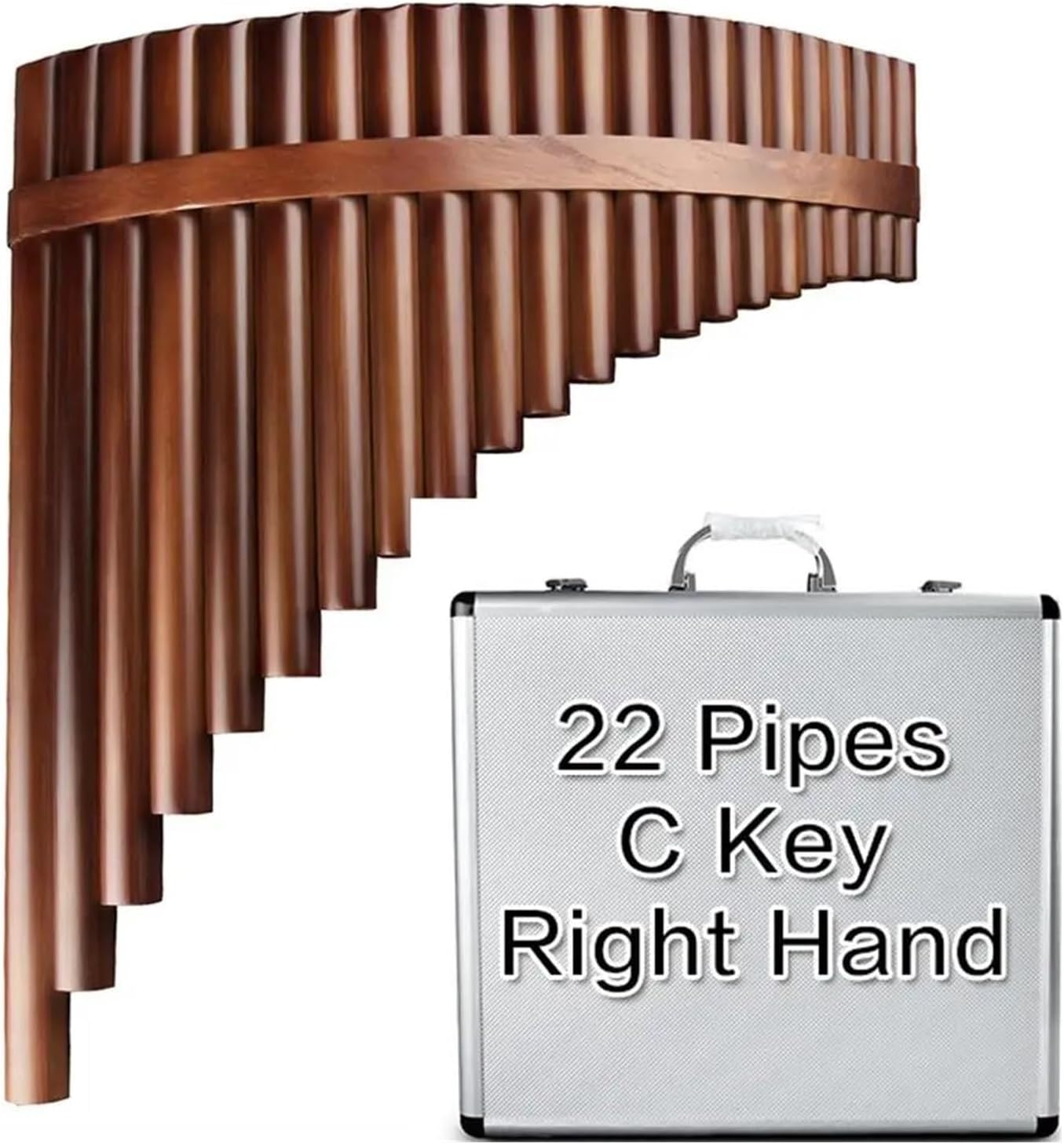 25 Pipe C Key Pan Flute 22 Piece Woodwind Instrument C Key Bamboo Pan Flute With Bk Leather Bag(Right hand box)