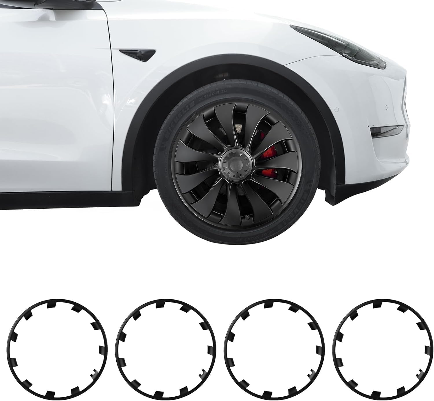 BASENOR Tesla Model Y 21 Inch Wheel Rim Protector ABS Rim Guard Hubcap Curb Rash Cover (Proprietary Design) Car Protection Tire Trim Rings for Model Y Exterior Accessories
