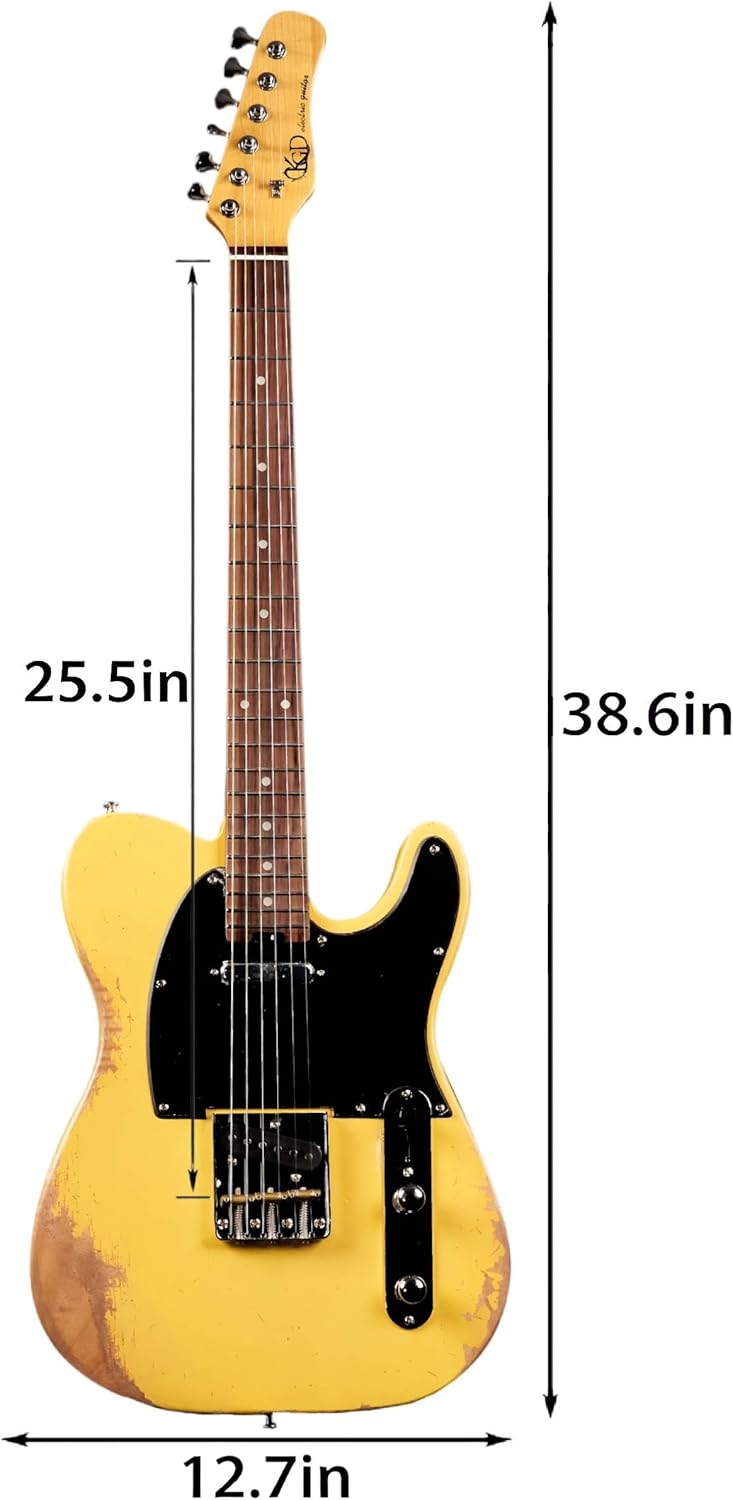 KGD Relic Electric Guitar Mahogany Body Carbonized Maple Neck Rosewood Fretboard 6-String Solidbody Electric Guitar S-S Pickupsbrass Barrel Saddle Bridge