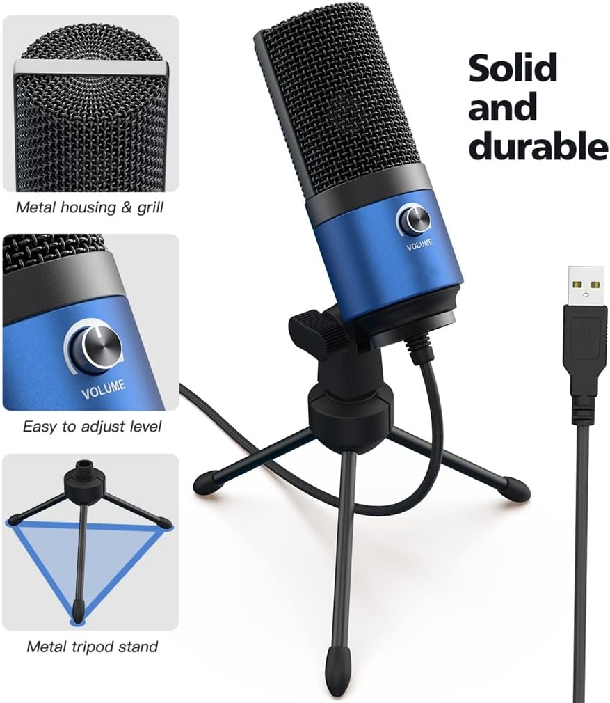 Metal USB Condenser Recording Microphone is Suitable for Notebook Computer Cardioid Recording Studio Recording Dubbing Condenser Microphone (C One Size)