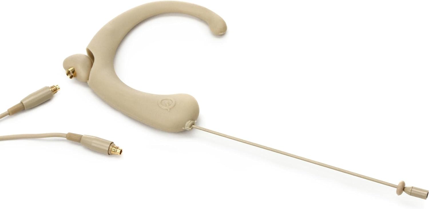 DA12 DE Omnidirectional Headworn Headset Microphone for Speaking or Singing Professionals - Includes Windscreens, Tie Clip and Case - Petite, Beige