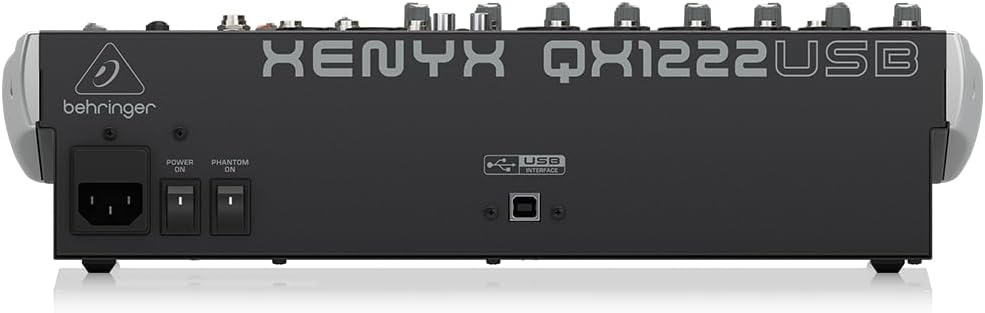 Behringer XENYX QX1222USB Premium 16-Input 2/2-Bus Mixer with XENYX Mic Preamps and Compressors, Klark Teknik Multi-FX Processor, Wireless Option and USB/Audio Interface
