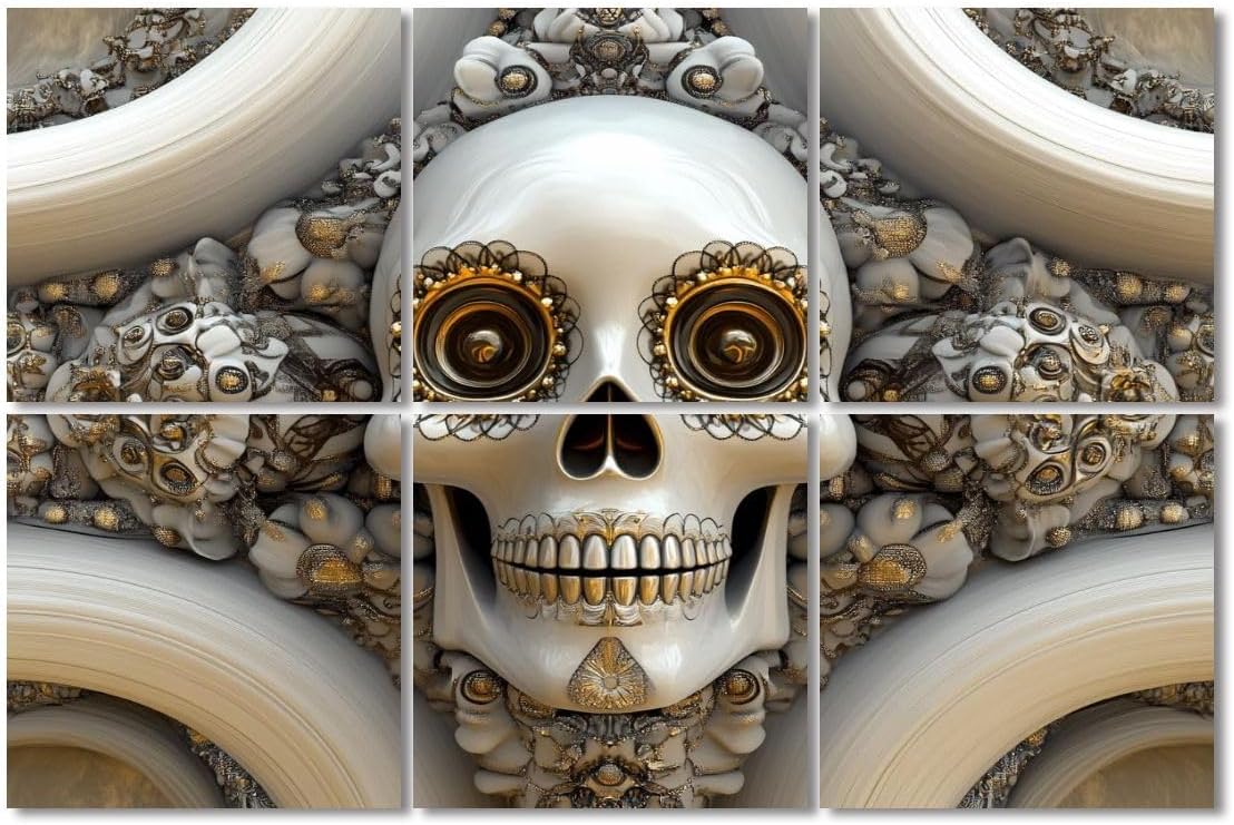 6 Pack Art Acoustic Panels Sound Absorbing Skull Colorful Mexican Sugar Geometric Patterns Symmetry Texture like Decorative Soundproof Wall Panels Self Adhesive for Recording Studios Office 72