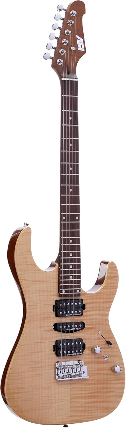IYV- IS-400-HSH Solid Body with Flame Maple, H-S-H Pickup, Natural