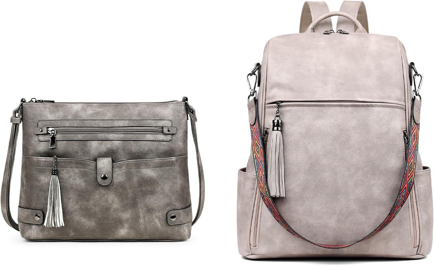 FADEON Crossbody Bags Purses for Women & Backpack Purse Grey Collection