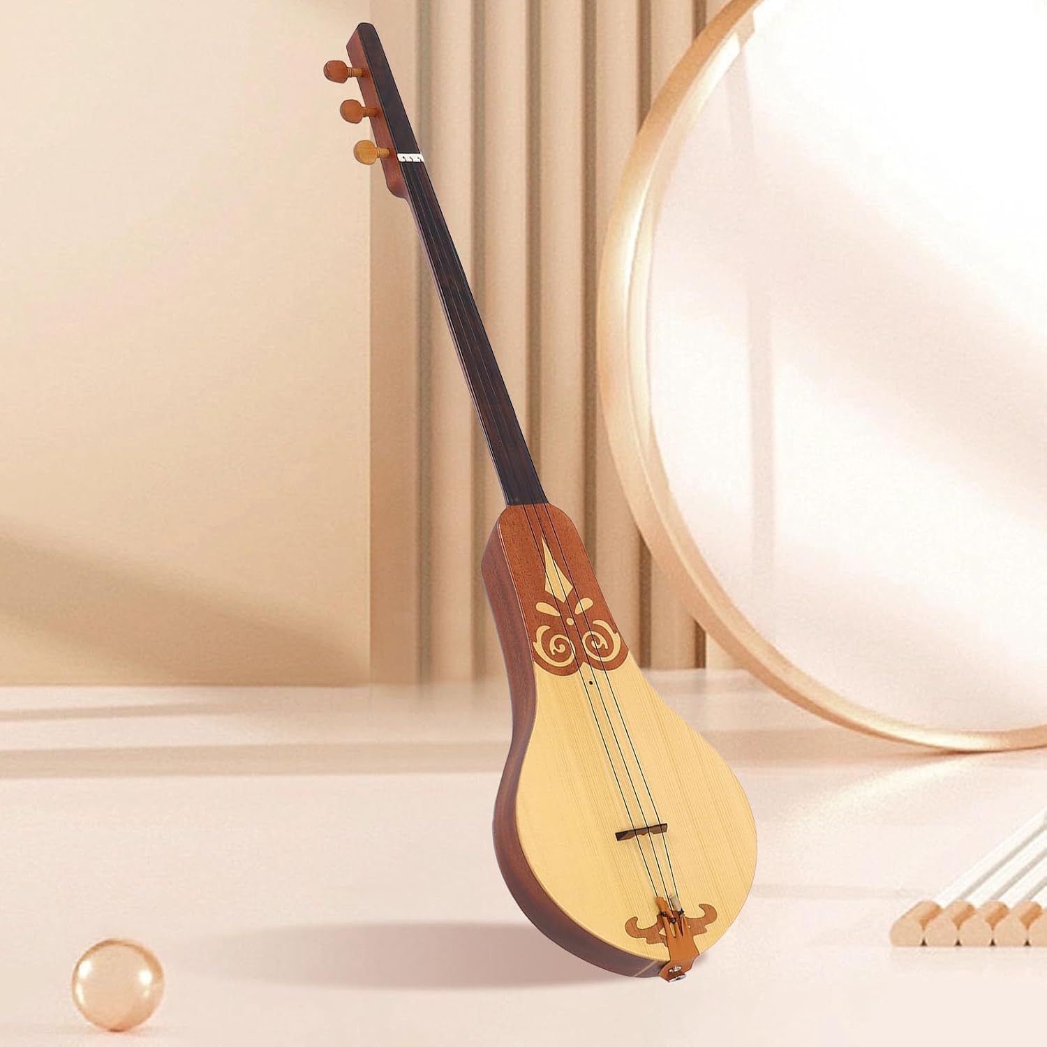 Fockety Dulcimer Guitar, 3 String Spruce and Mahogany, Portable with Storage Bag, Professional for Practice, Stage and Recording