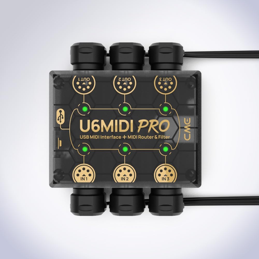 CME U6MIDI Pro + 4-Pack 1-FT MIDI Cables - MIDI Interface with Router, Mapper and Filter + 4-Pack 5-pin DIN Low-Profile MIDI cables