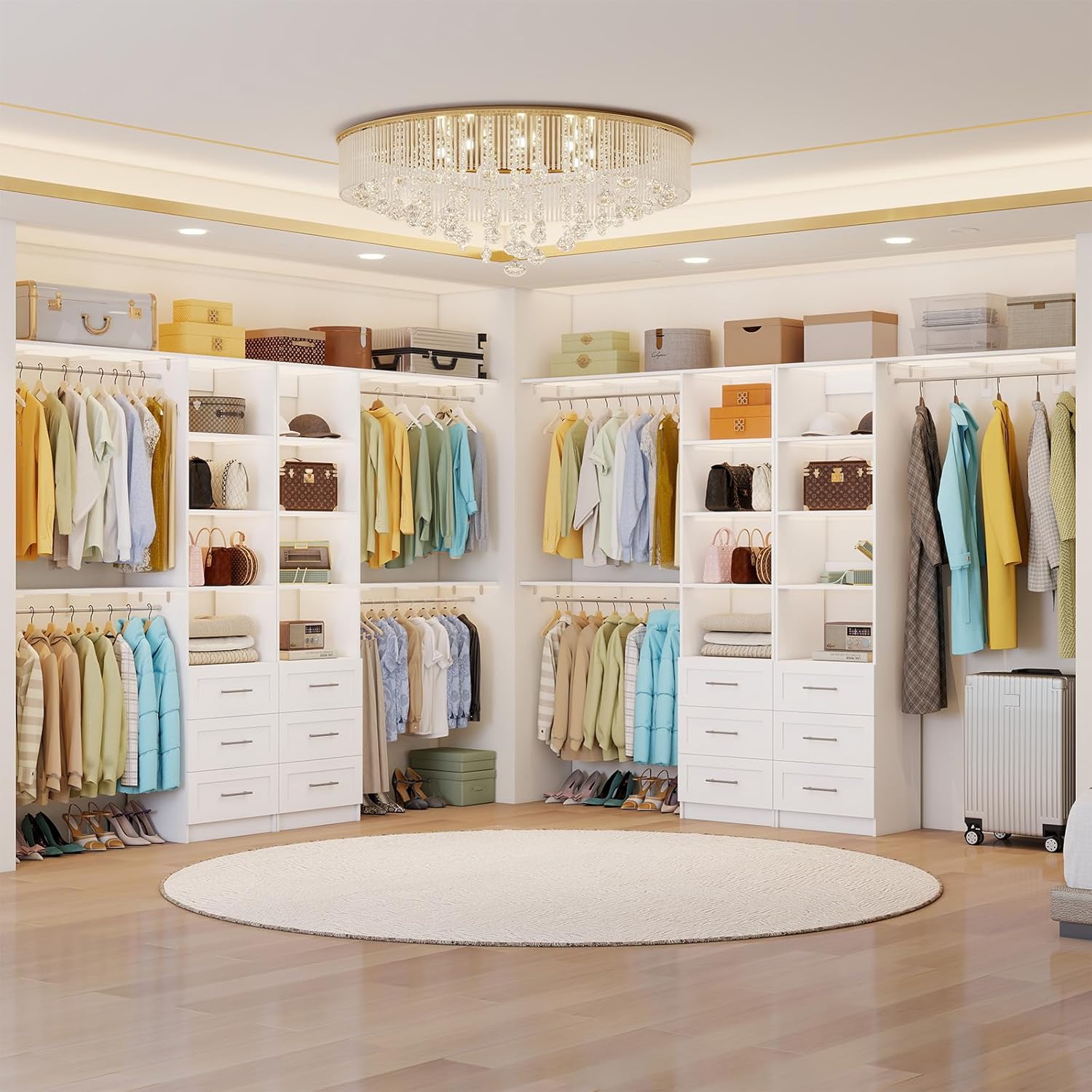 Closet System with Drawers, 8FT-12FT Closet Organizer System 96