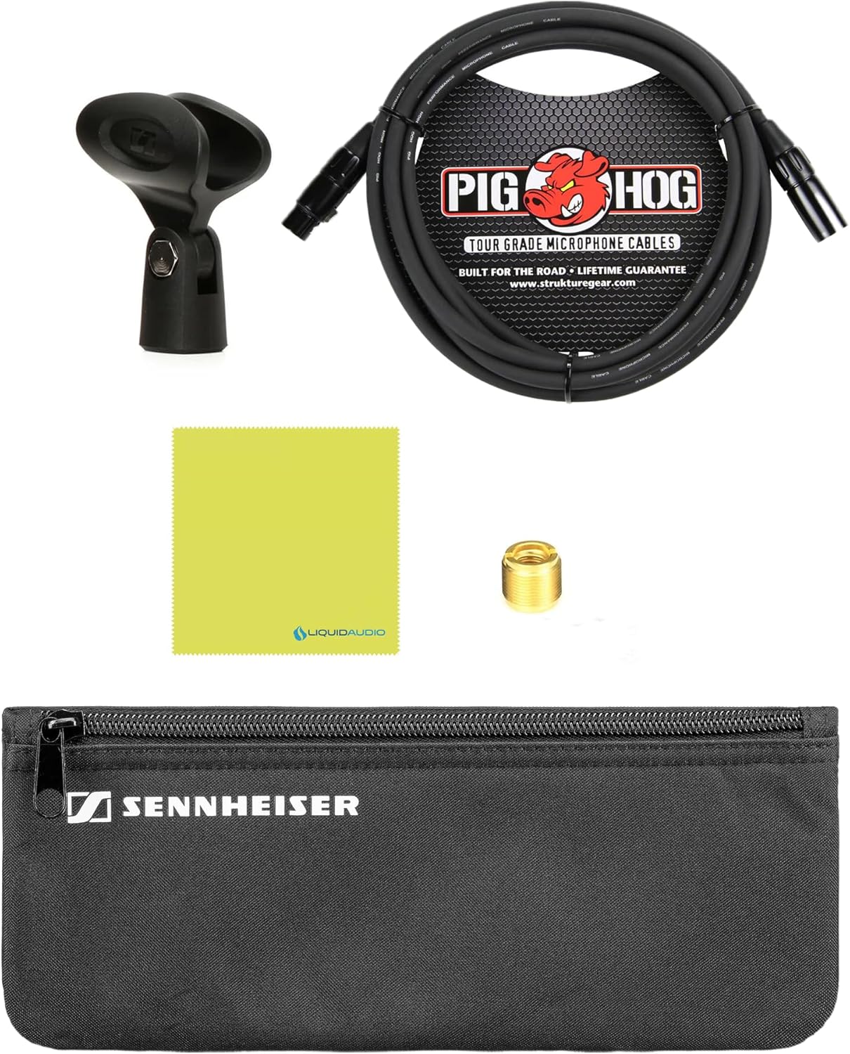 Sennheiser E 835-S Cardioid Dynamic Vocal Microphone Bundle w/Pig Hog PHM10 8mm Mic Cable Polishing Cloth