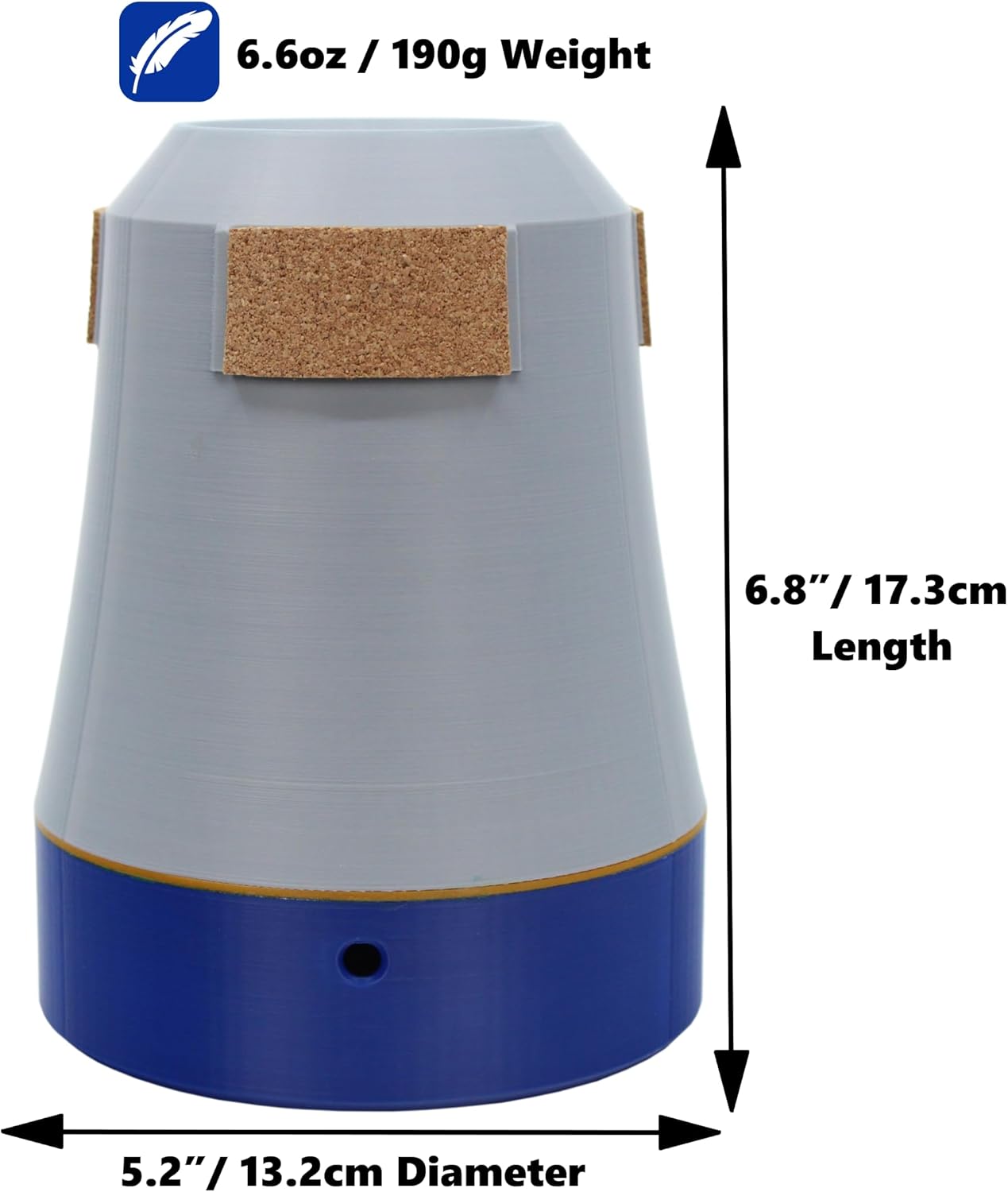 Euphonium Practice Mute - Quiet, Lightweight, Travel-sized - D&S Musicworks DS1E - 5.2
