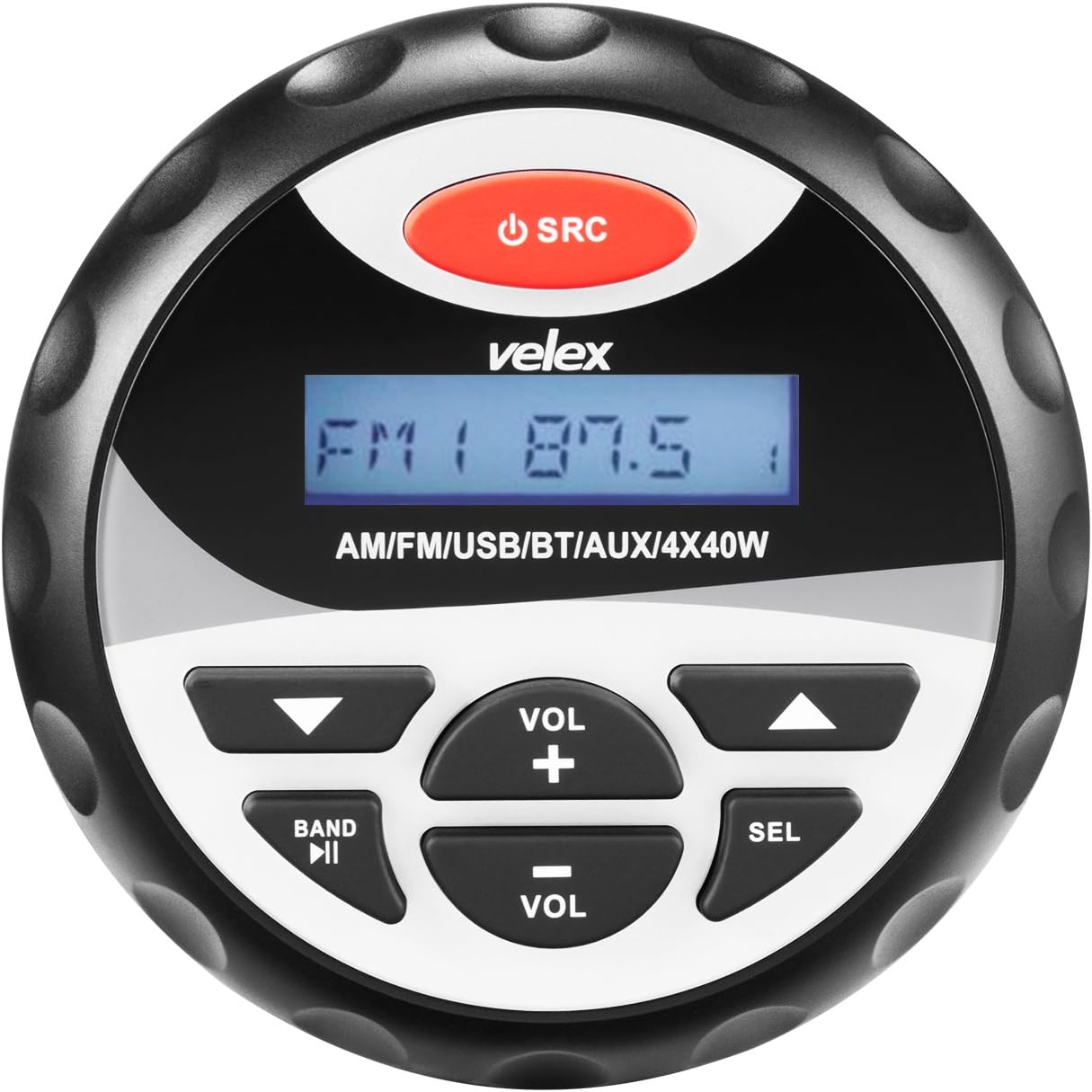 velex Marine Stereo, in-Dash, Marine Gauge, Bluetooth, Digital Media MP3 / WMA/USB/AM/FM Weather-Proof Marine Stereo, (No CD Player)