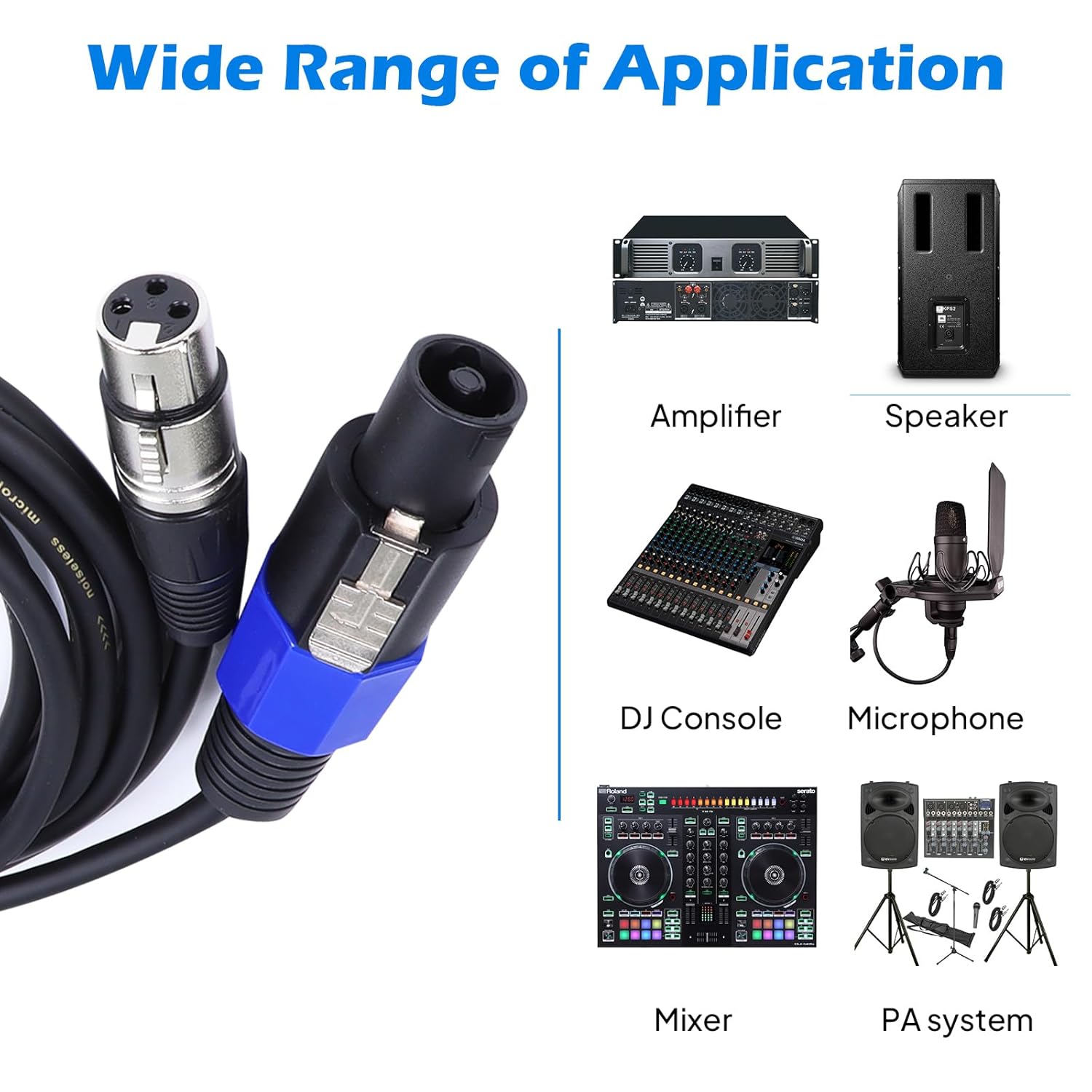 2 Pack 50 Feet Speakon to XLR Cable, Speakon Male to 3 Pin XLR Female Microphone Cables, NL4FC Twist Lock Connector to XLRF Speaker Extension Wire for PA, Amplifier, Stage Monitor