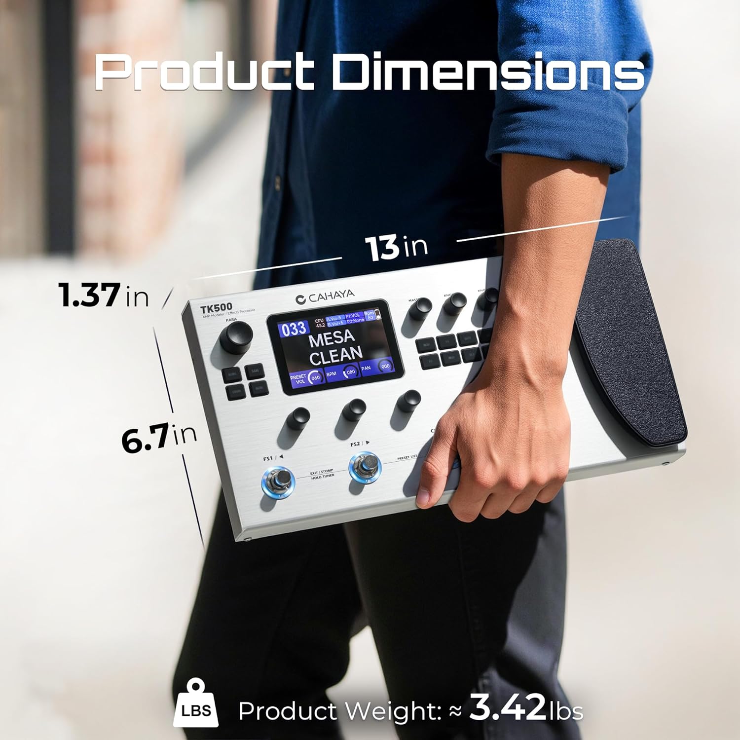 CAHAYA Guitar Pedal Board Multi-Effects: Professional Grade with 320 Effects 120 Amplifier Models Looper IR Cabinet Simulations Multi Effect Processor Pedal Board for Acoustic Electric Guitar & Bass