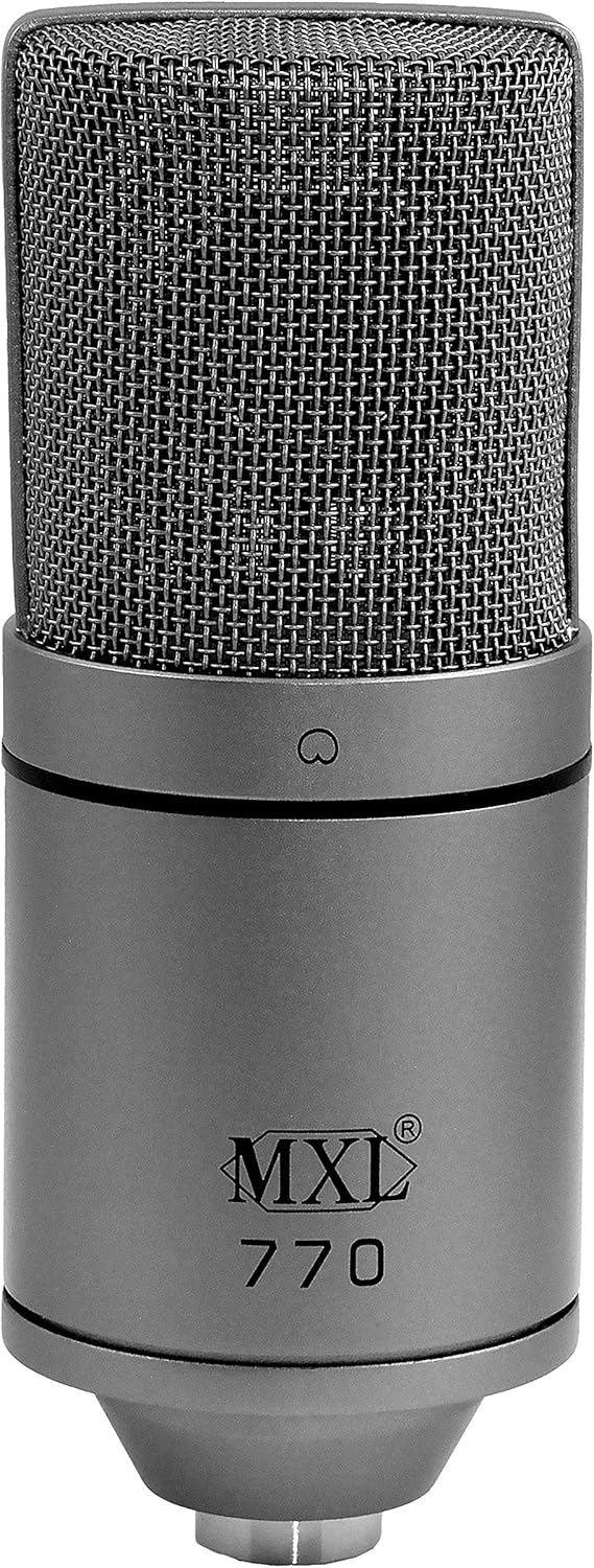 MXL 770 Condenser Microphone for Podcasting, Singing, Home Studio Recording, Gaming & Streaming | XLR | Large Diaphragm | Cardiod (Gray)