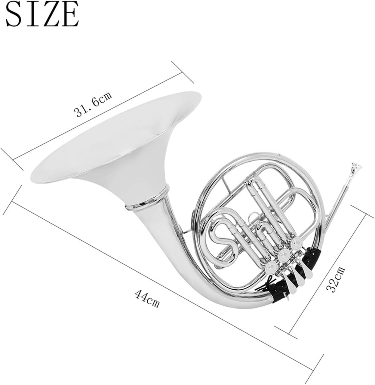 Nickel plated B flat French horn flat 3 keys single row beginner instrument