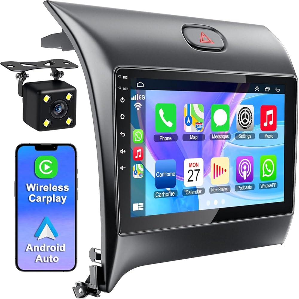 2+32G 9inch Car Stereo for Kia Forte 2013-2018 w/GPS Navigation 2017 2016 2015 2014 with Carplay Android 13 Auto Double Din Touchscreen Car Radio Receiver Backup Camera