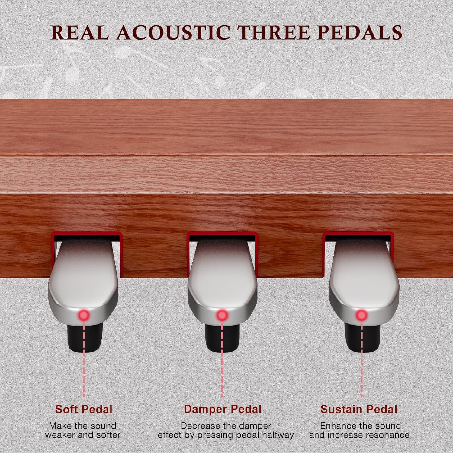 UMOMO U-738 88 Key Digital Piano Keyboard, Full Size Electric Piano with Piano Stand, Headphone Jack, 3 Pedal, Electronic Piano for Beginner, Adults, Brown