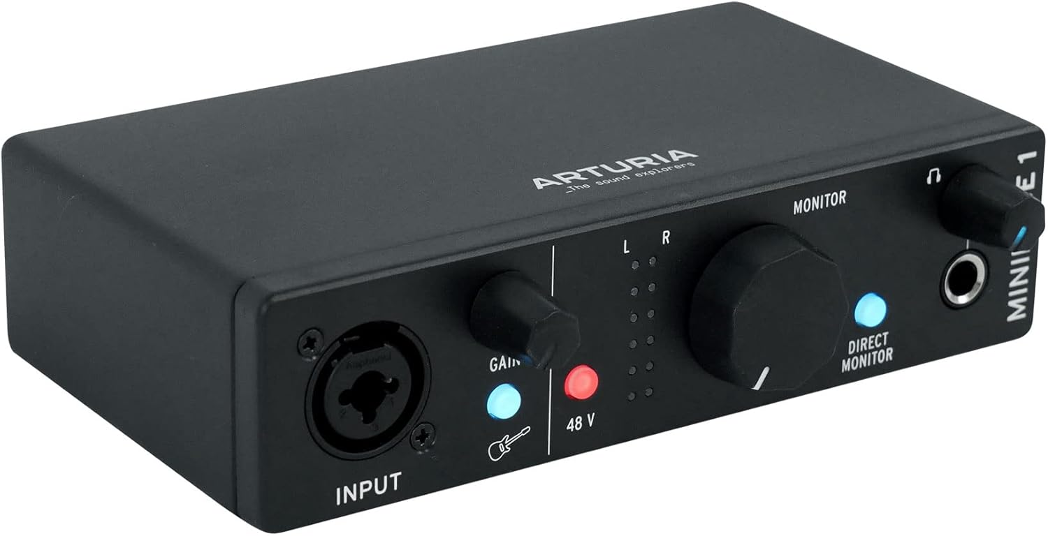 Audiosavings Bundle: Arturia Minifuse 1 Black Portable Solo Audio USB Recording Interface+Software Bundle with Rockville RMC-XLR High-End Metal DJ Handheld Wired Microphone Mic w (2) Cables (2 Items)