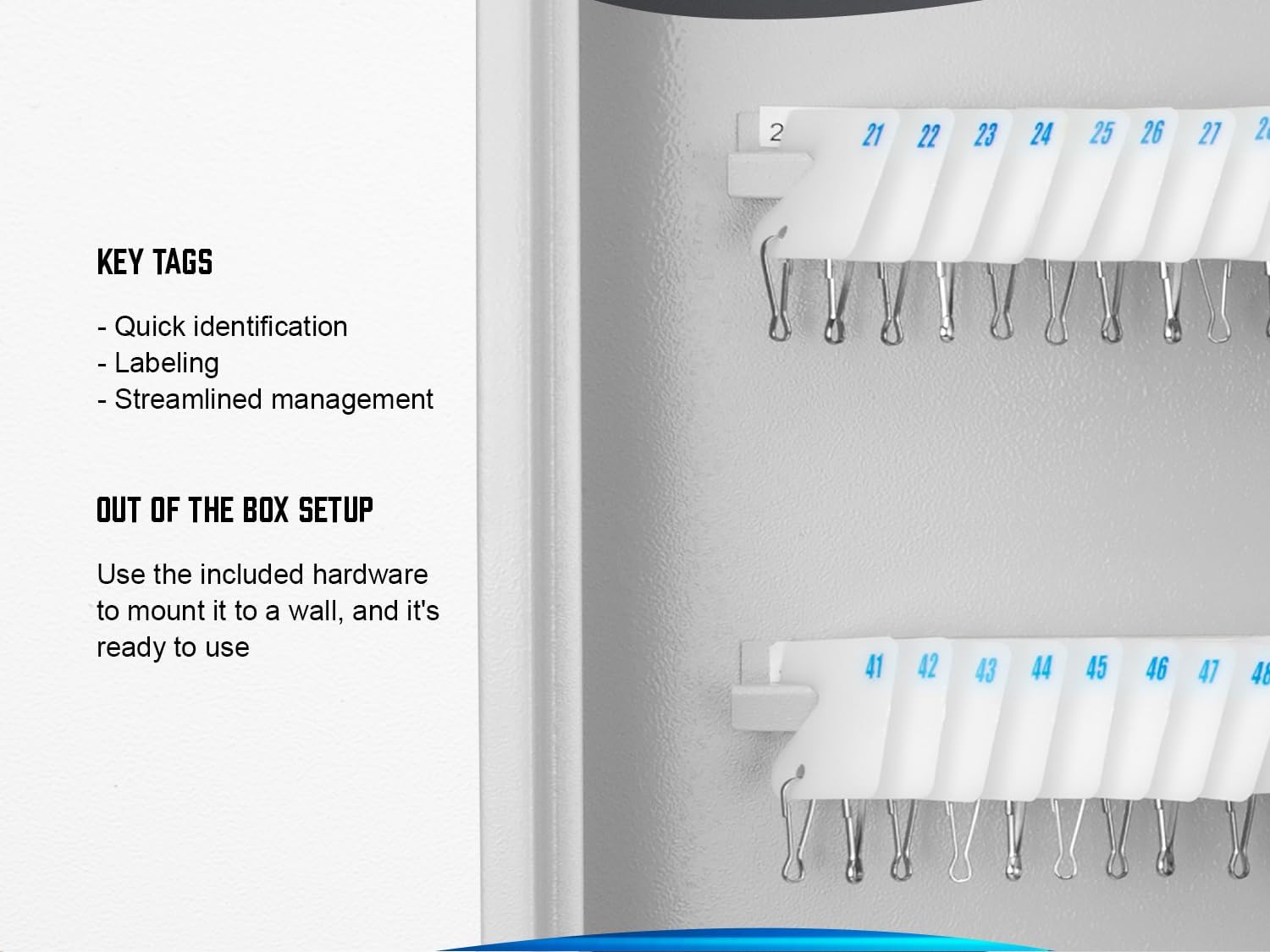 Barska 160-Position Key Cabinet Lock Box with Key Lock – Numbered Hooks & White Tags, Wall Mount Steel Organizer for Home, Office, or Business