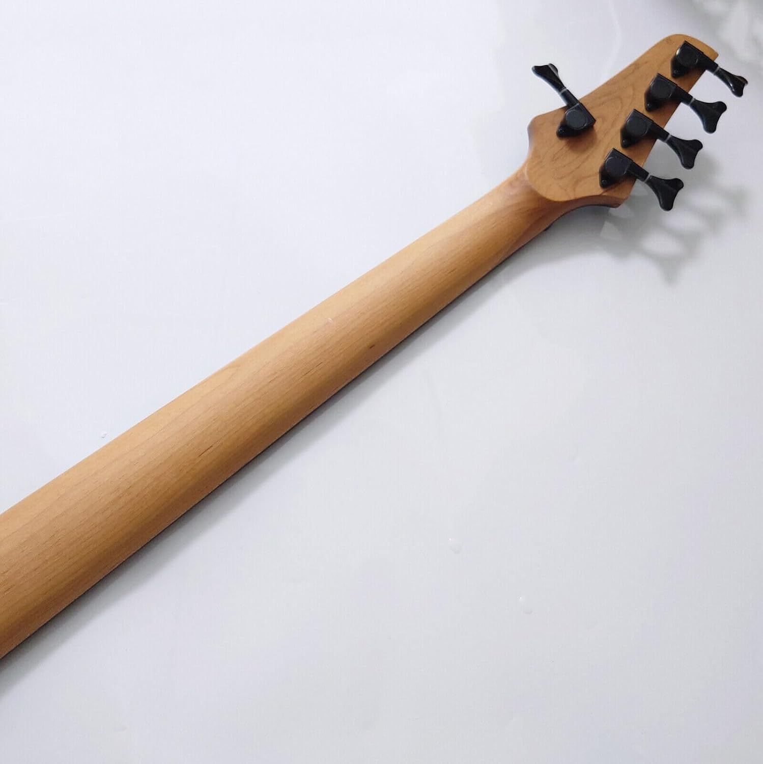 Upgrade 5 String Electric Bass Guitar Fanned Fret Blue Burl Burst Quilt Maple Top Roasted Maple Neck