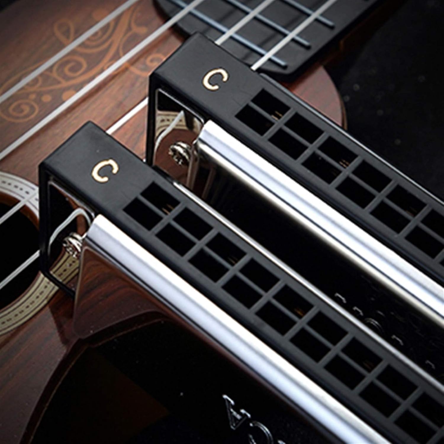 Harmonica Vintage 24 Holes Tremolo Harmonica Tremolo Harp Teaching Mouth Organ Key C Musical Instruments for Beginners (Color : Key of EB)