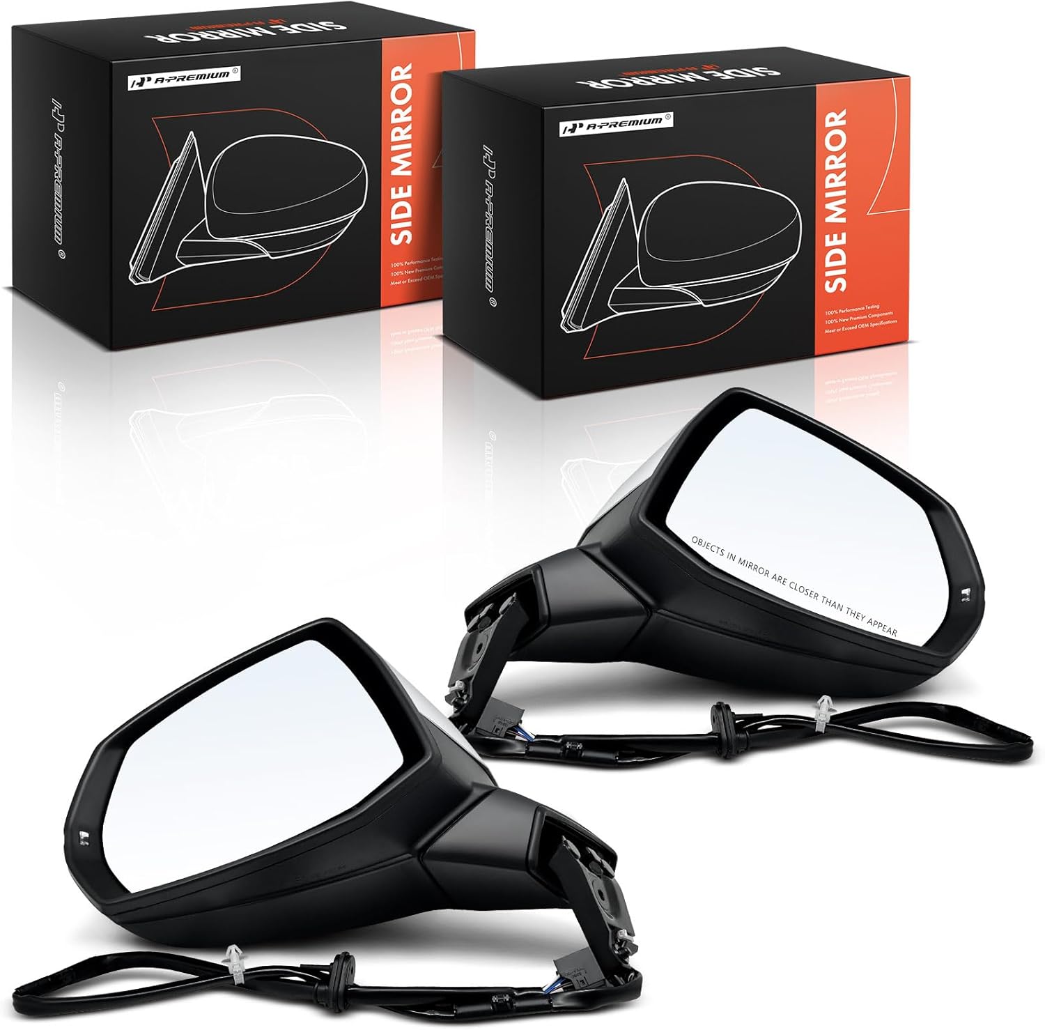 A-Premium Driver and Passenger Side Power Door Mirror Compatible with Audi Q5, SQ5, 2018-2023 - Heated Manual Folding Paint to Match Outside Rear View Mirror with Turn Signal Puddle Light