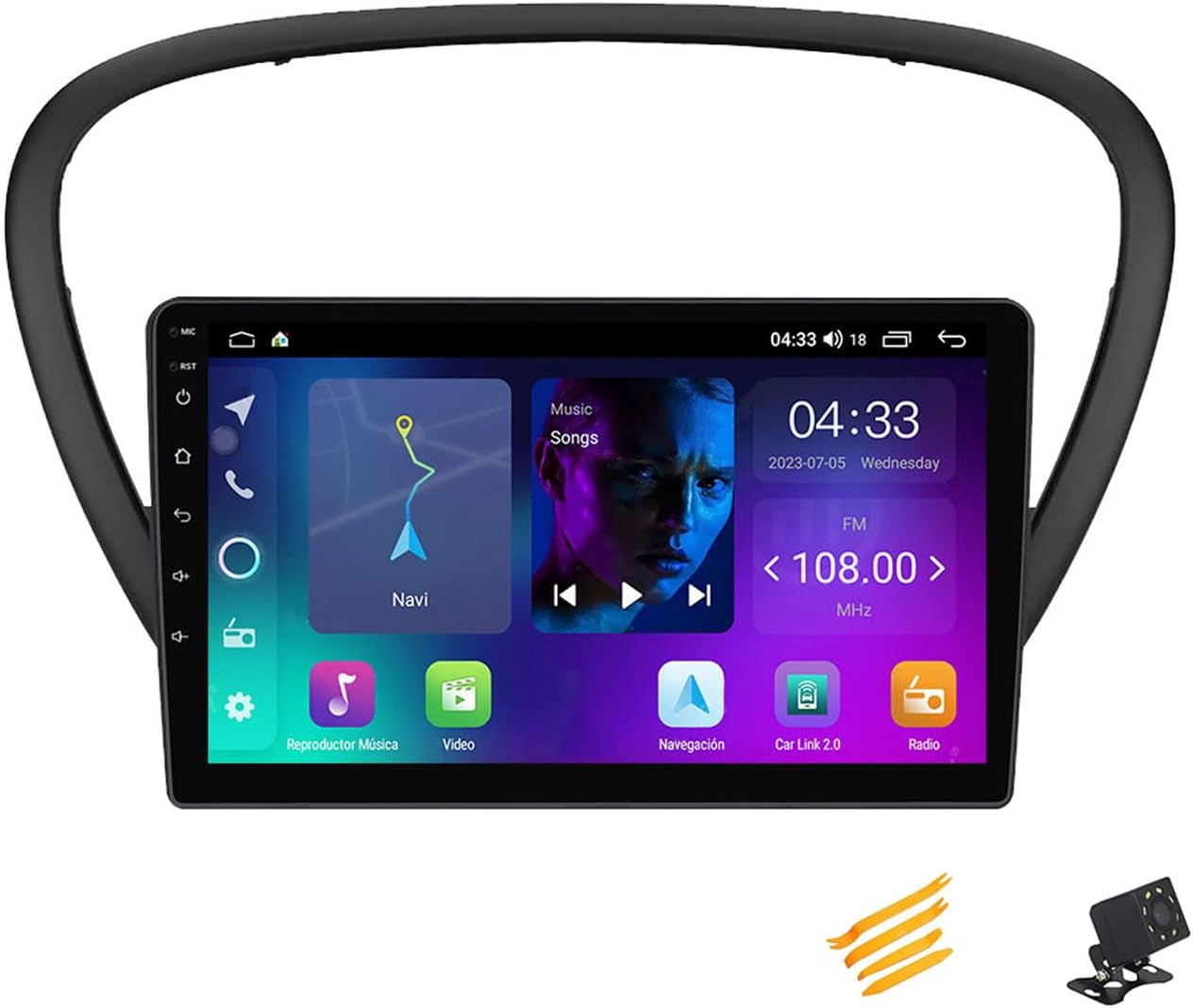 Android 13 Car Stereo Bluetooth Car Play 2 DIN Touch Screen Compatible with Peugeot 607 2004~2010 9in QLED Display Car Radio with Navigation Android Auto FM RDS SWC,4 Core NF1 1G+32G