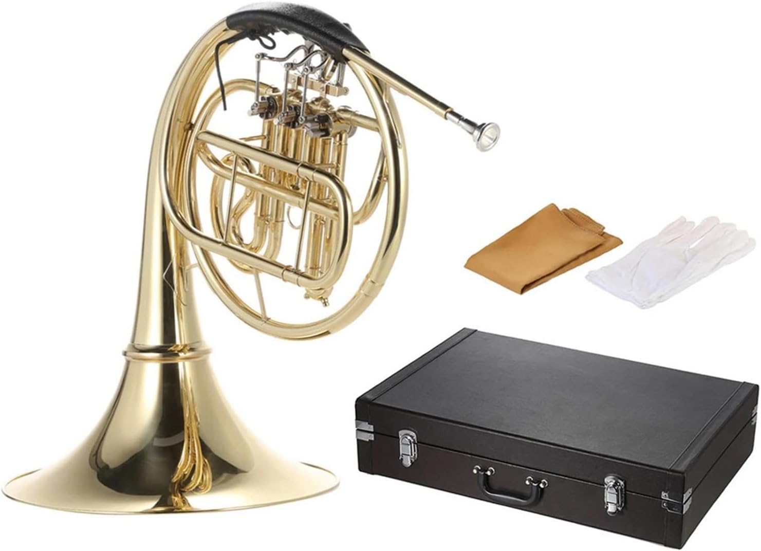 4 Key French Horn Bb Single Row French Horn 3 Keys Brass Gold Lacquer With White Copper Mouthpiece With Box