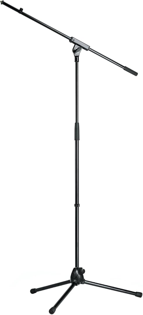 K&M - König & Meyer 21070.500.55 - Tripod Microphone Stand with Fixed Length Boom Arm - Professional Grade for All Musicians - Heavy Duty Folding Leg Base - German Made - Black