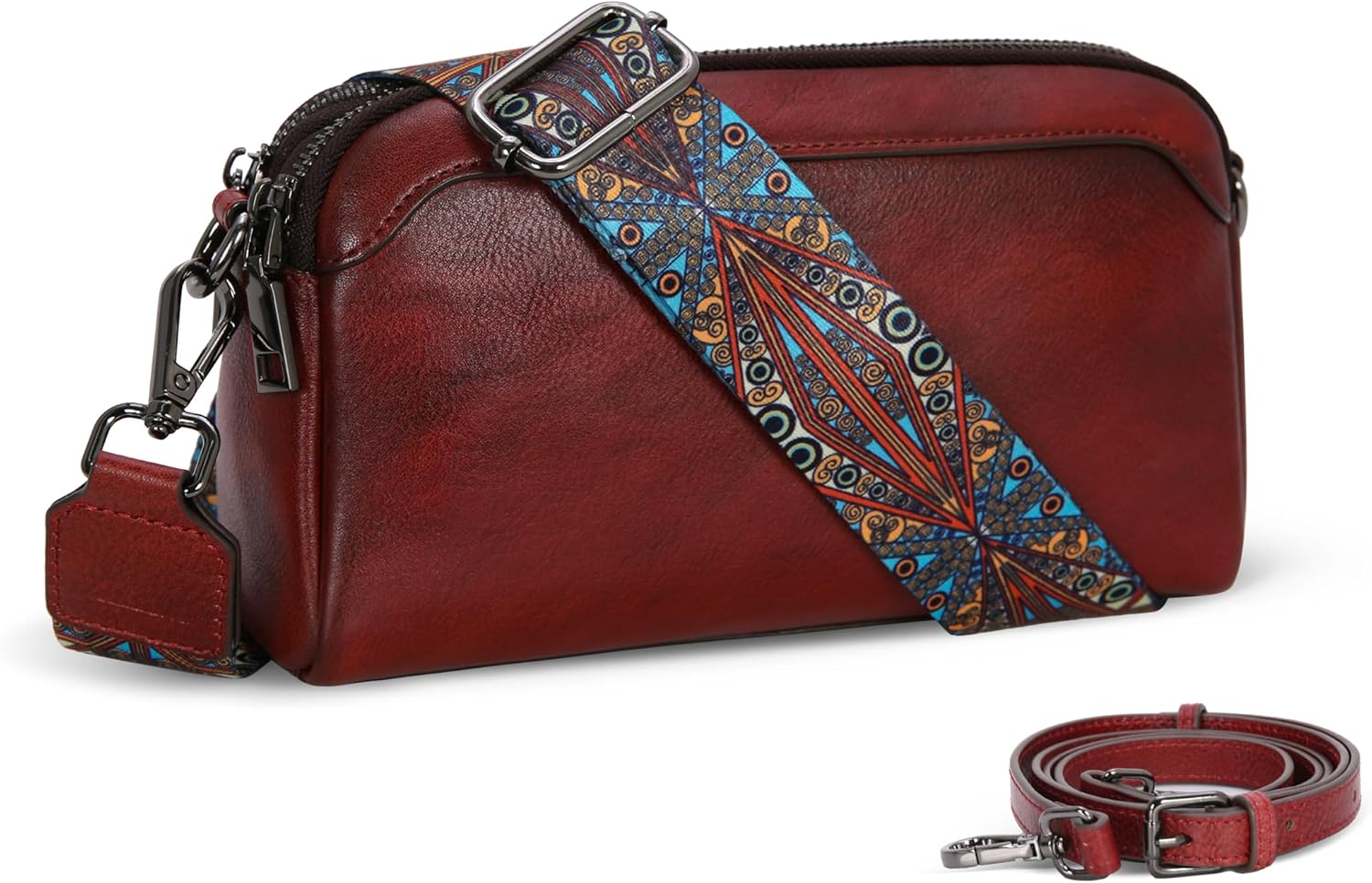 Iswee Leather Purses for Women Small Cossbody Bags Multi Pockets Shoulder Purse Vintage Satchel Bag Daily Travel Purses