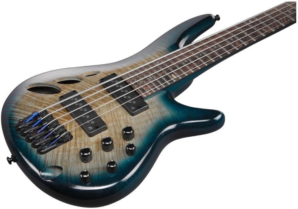 Ibanez SRD905 Bass Workshop 5-String Right-Handed Electric Bass Guitar with Okoume Body, Maple and Walnut Neck, and Panga Panga Fingerboard (Cosmic Blue Starburst Low Gloss)