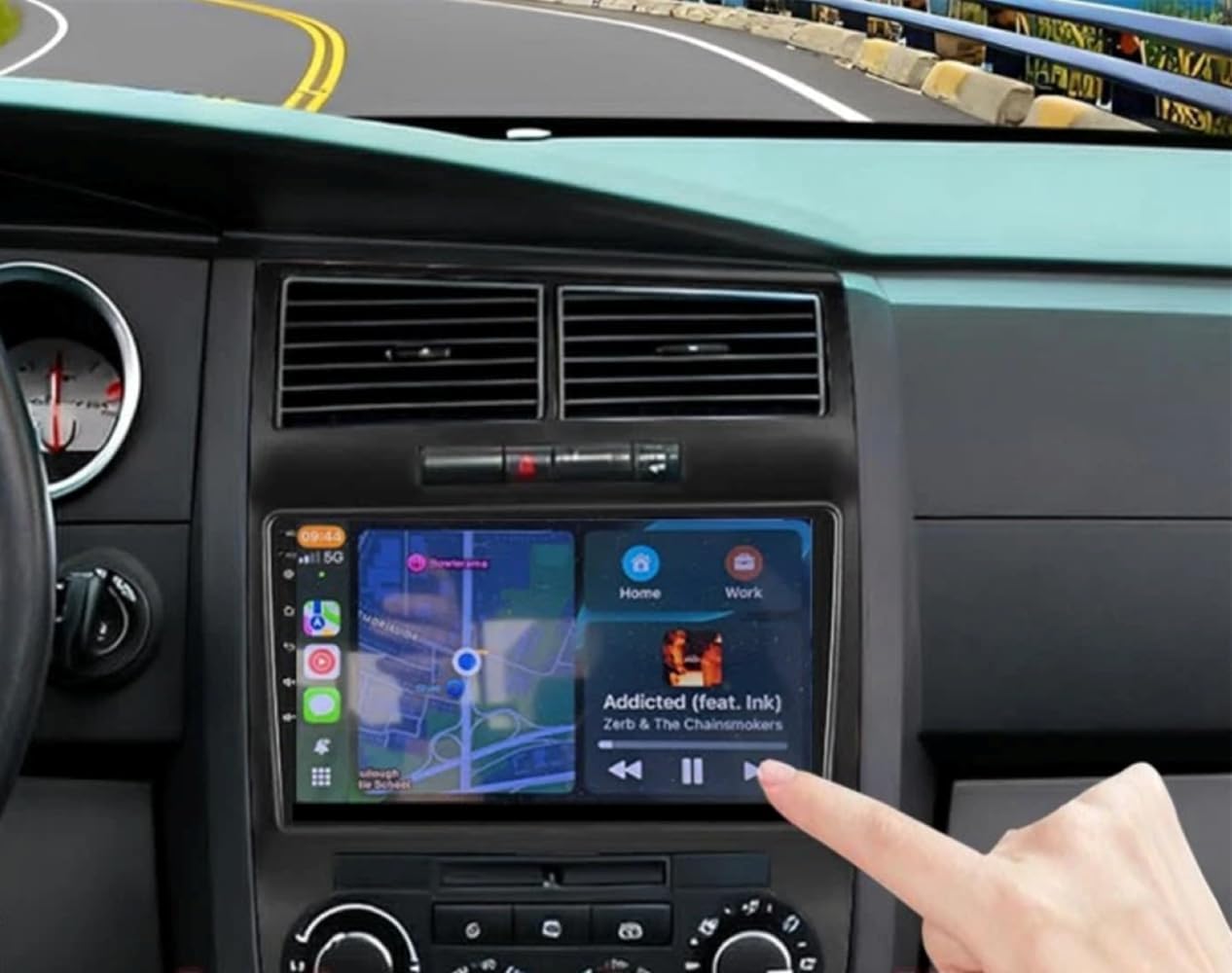 Double Din Car Stereo for 2007 Dodge Challenger, 9 inch Radio with Backup Camera Touch Screen Car Audio Receivers for Wireless Carplay Android Auto, Bluetooth, FM/USB/MP5 Multimedia Player Head Unit