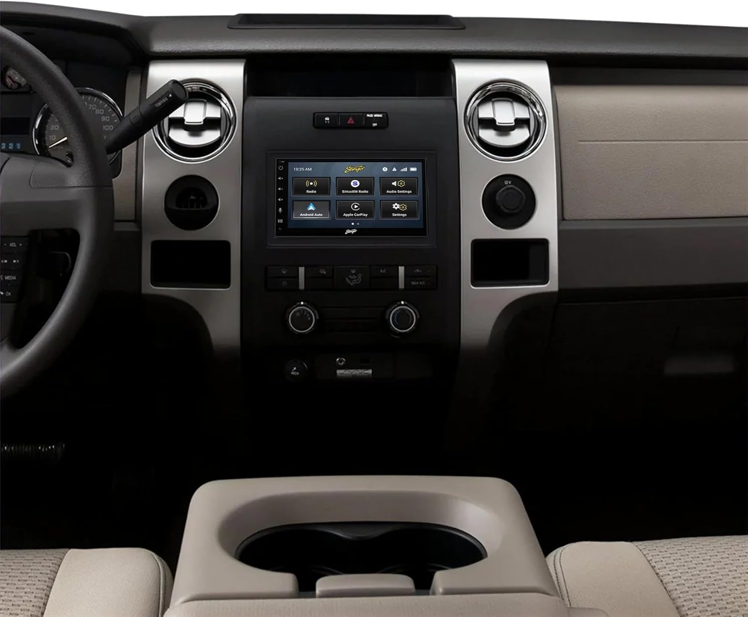 STINGER 10” HEIGH10 Ford F150 Trucks (2009-2014) Flush Mount Touchscreen Stereo Radio Upgrade Replacement Kit, Apple CarPlay, Android Auto, Bluetooth, GPS, USB, Custom Fit Dash Kit (6.8