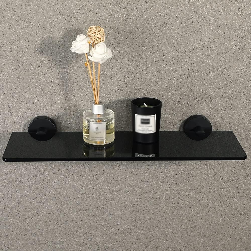 Shower Caddy Glass Bathroom Shelves Organizer, Wall Mount Shower Shelf Bath Storage 6MM Tempered Shampoo Rack Bracket Bathroom Organizer (Color : Silver-40cm)