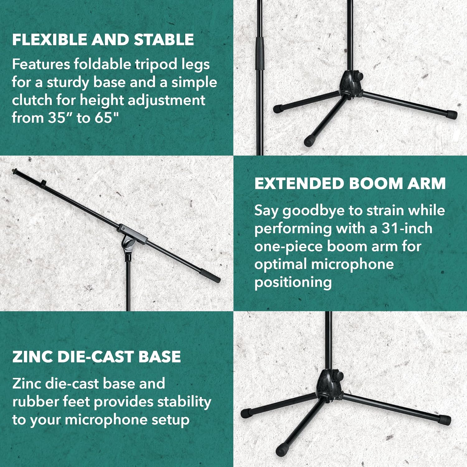 K&M - König & Meyer 21070.500.55 - Tripod Microphone Stand with Fixed Length Boom Arm - Professional Grade for All Musicians - Heavy Duty Folding Leg Base - German Made - Black