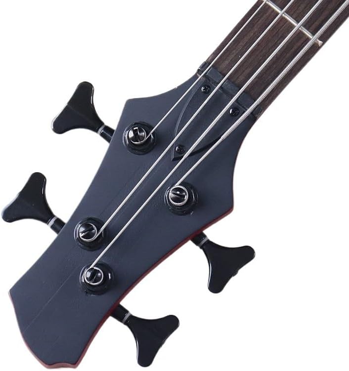 4-String Electric Bass Guitar, 43-Inch Red Matte Finish, Solid Ashwood Body, 24-Fret Technical Wood Fingerboard