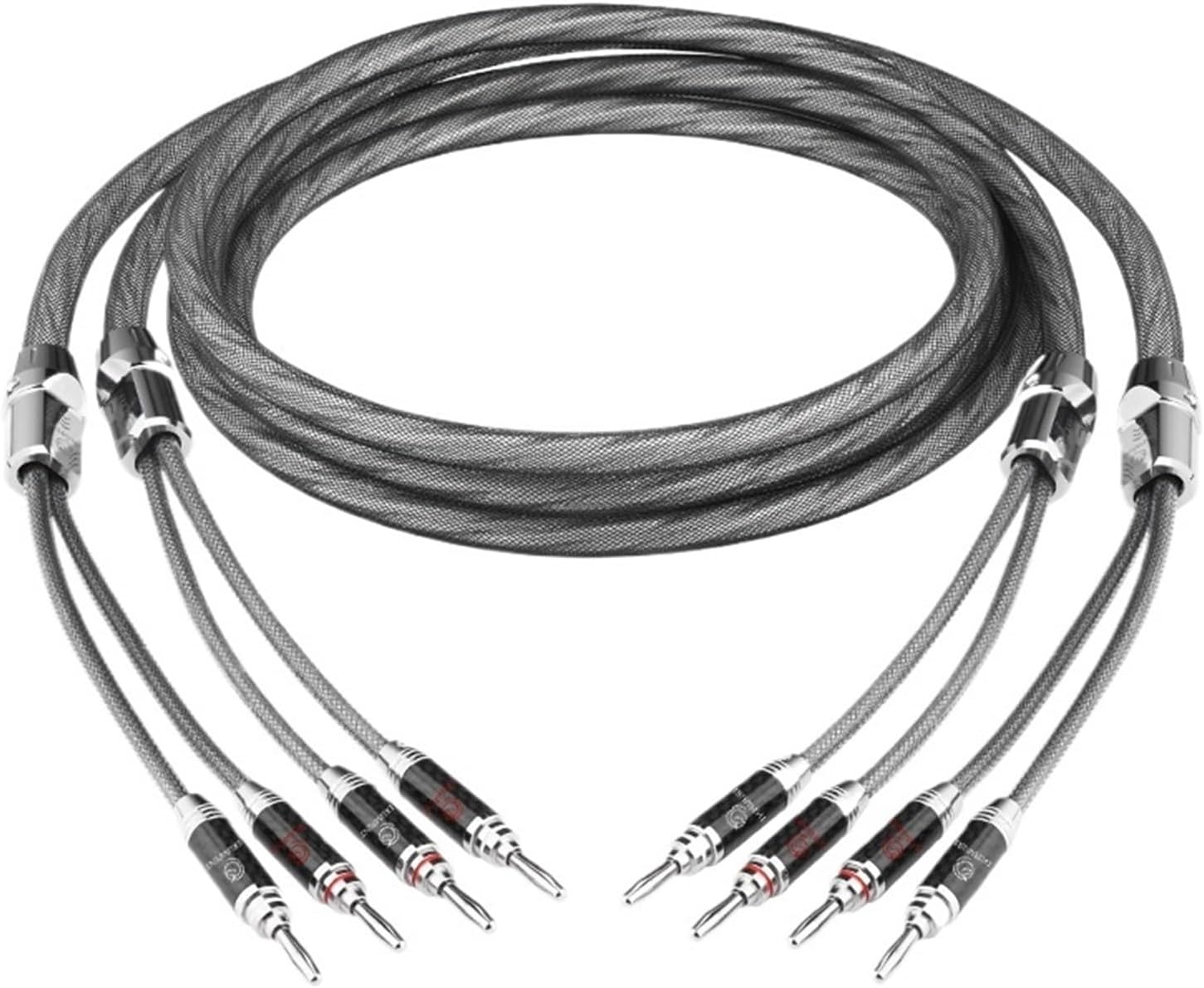 One Pair HiFi OCC Silver Plated Speaker Cable for Amplifier Speaker Hifi Systems Banana Plug Speaker Cable(1.5m)