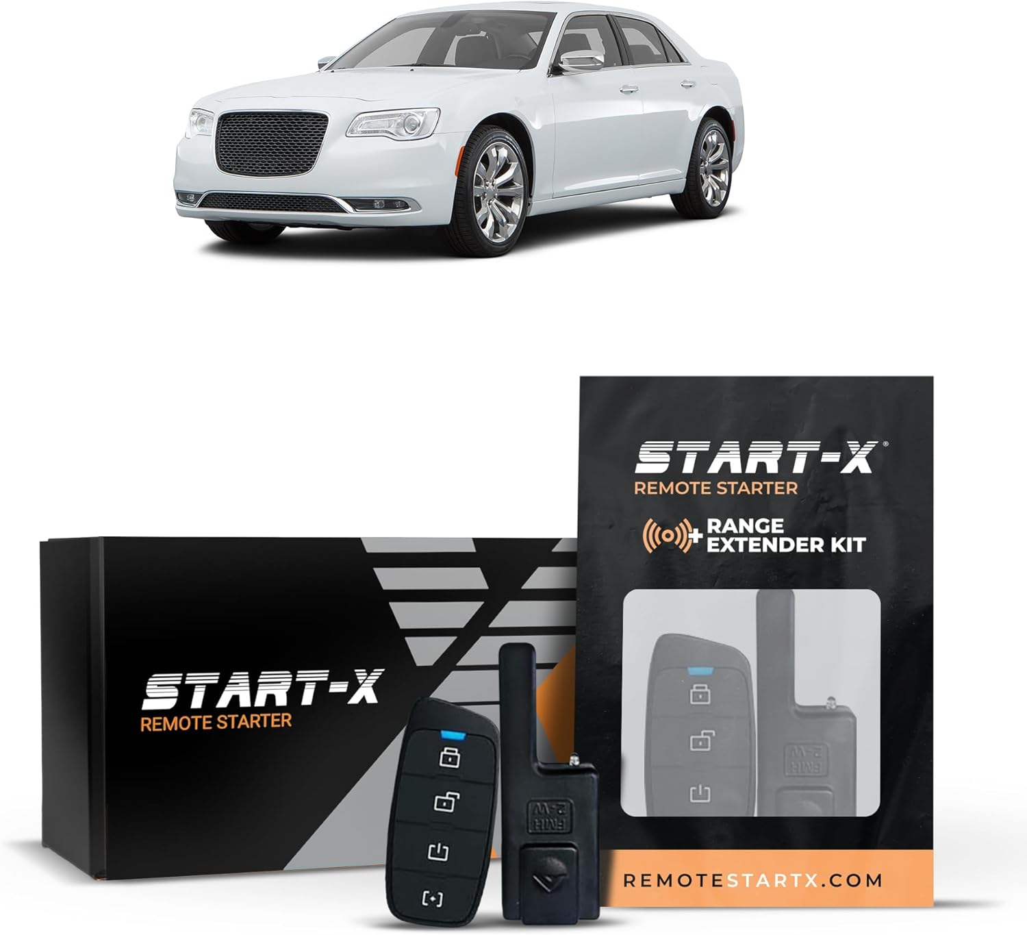 Start-X Remote Starter Kit + 3000ft 2 Way Range Extender for Chrysler 300 (2011, 2012, 2013, 2014, 2015, 2016, 2017) Vehicles with Push-to Start Ignition