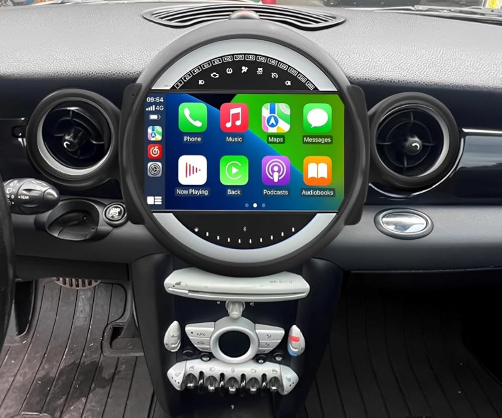 Double Din Radio for Mini Cooper 2014 8 Core 4G+64G Android Car Stereo Radio with 9 Inch 360° Panoramic View Touch Screen Wireless Support for CarPlay Android Auto Backup Camera GPS Navigation WiFi