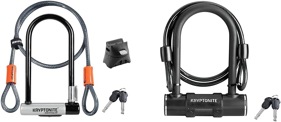 Kryptonite 12.7mm U-Lock with 10mm x 4ft Cable and 12mm U-Lock with 8mm x 4ft Cable Anti-Theft Bike Lock Bundle
