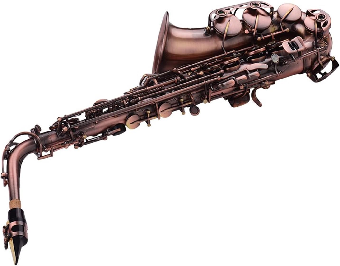 High Grade Red Bronze Bent EB Alto Saxophone E-Flat Sax Carved Pattern Woodwind Instrument Saxophone Student Saxophone