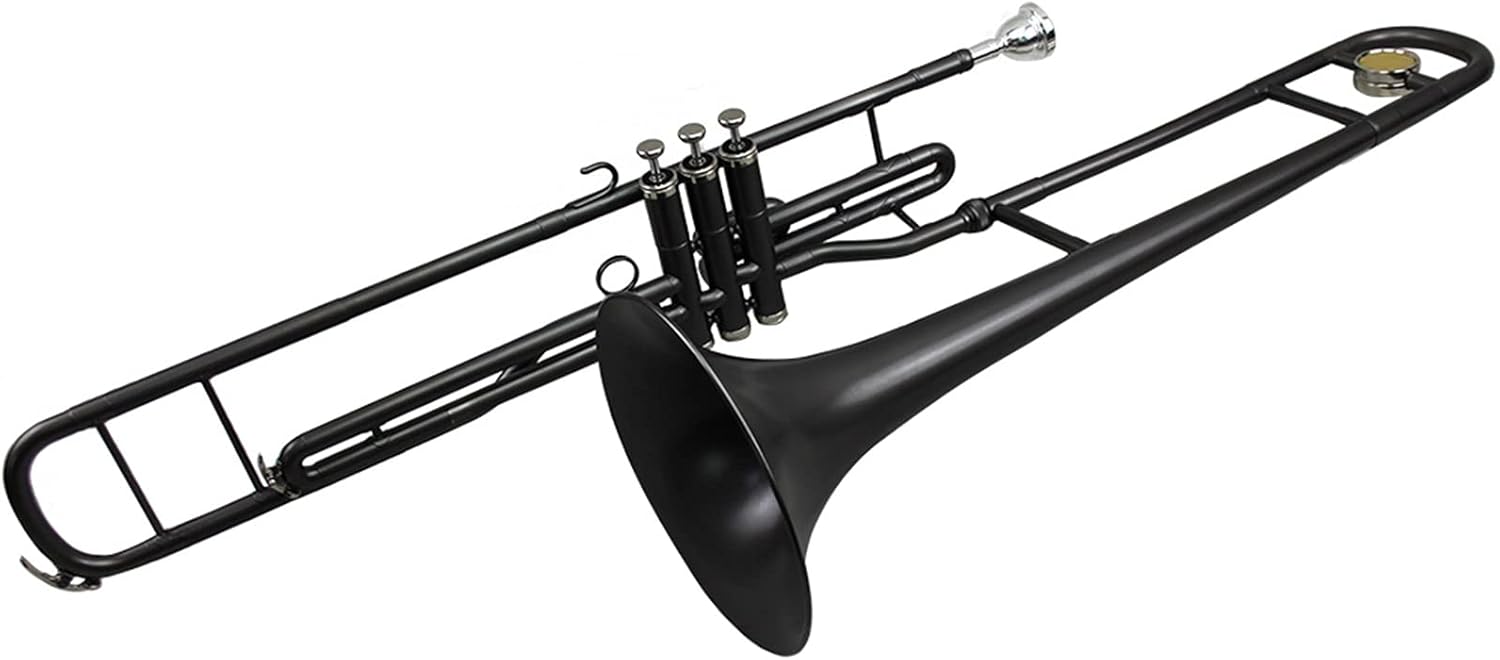 Student Trombone, Matt Black Nickel, C Key Piston Valves, Brass Body, Trombone Kit