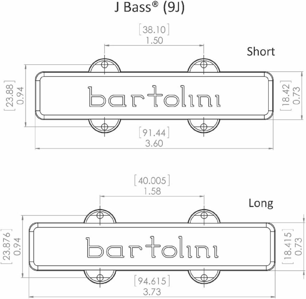 Bartolini 59CBJD L1/S1 5-string Classic Dual Coil Jazz Bass Pickup Set